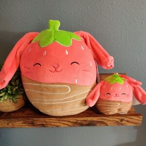 Gunda 8" And 3" Set Clip Strawberry Chocolate Bunny Easter Squishmallow Plush